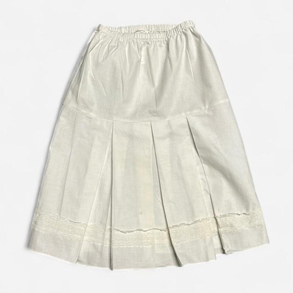 Size 8 girls Gunne Sax pleated white below the knee skirt lace details prairie